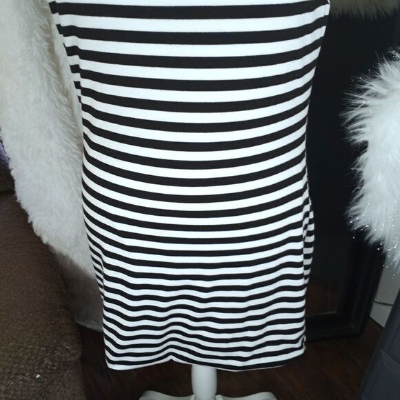 SOPRANO COBALT BLUE, BLACK & WHITE STRIPE DRESS SZ.M GUC - Picture 3 of 8